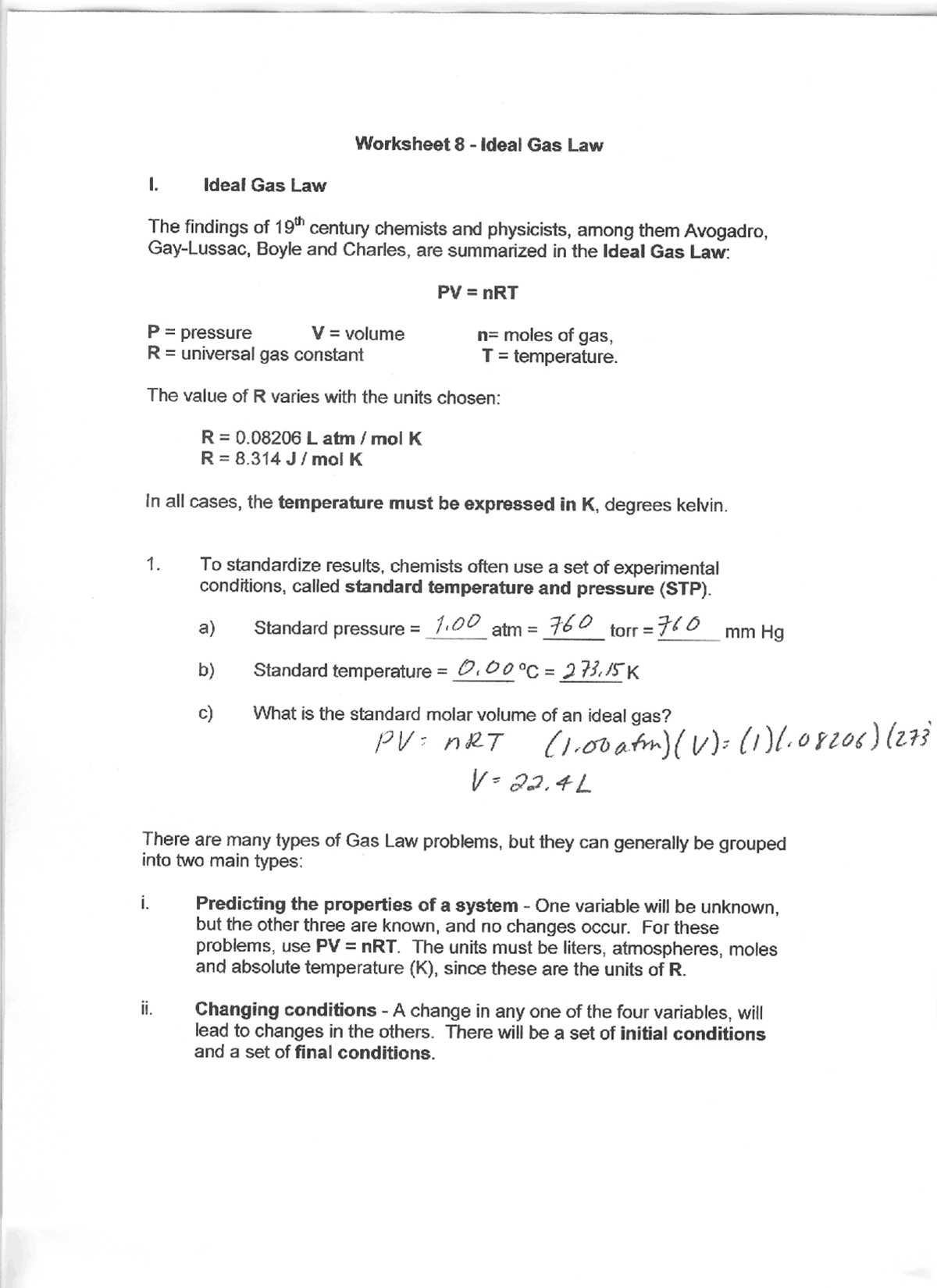 combined gas laws worksheet combined gas laws worksheet