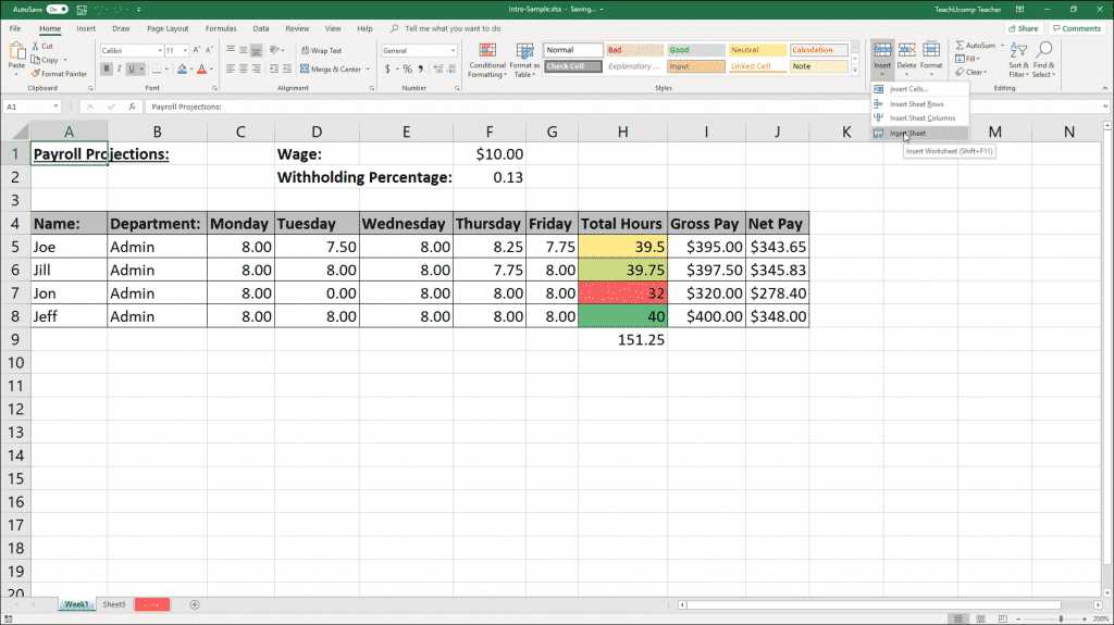 workbook and worksheet in excel