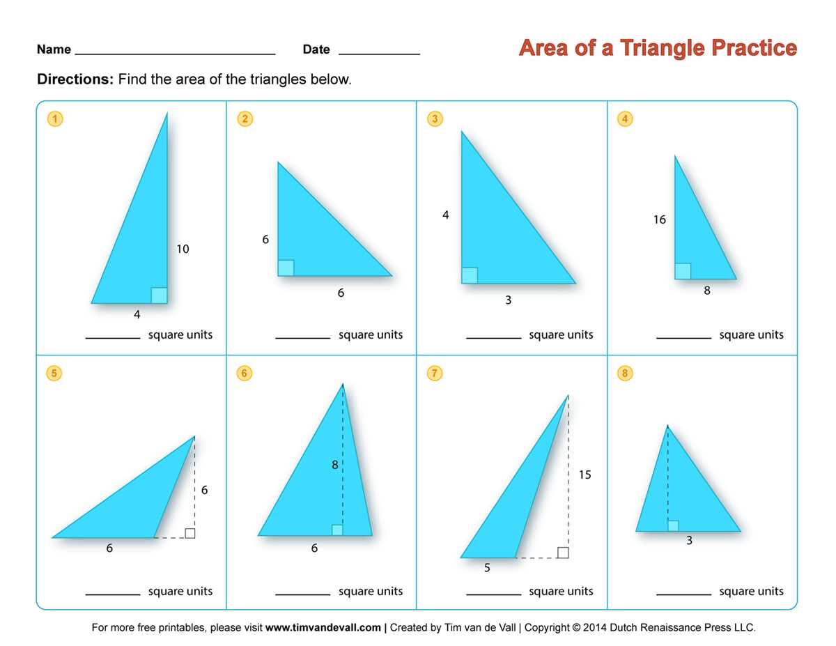 area of the triangle worksheet