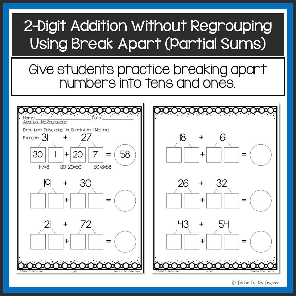 double digit addition worksheets without regrouping