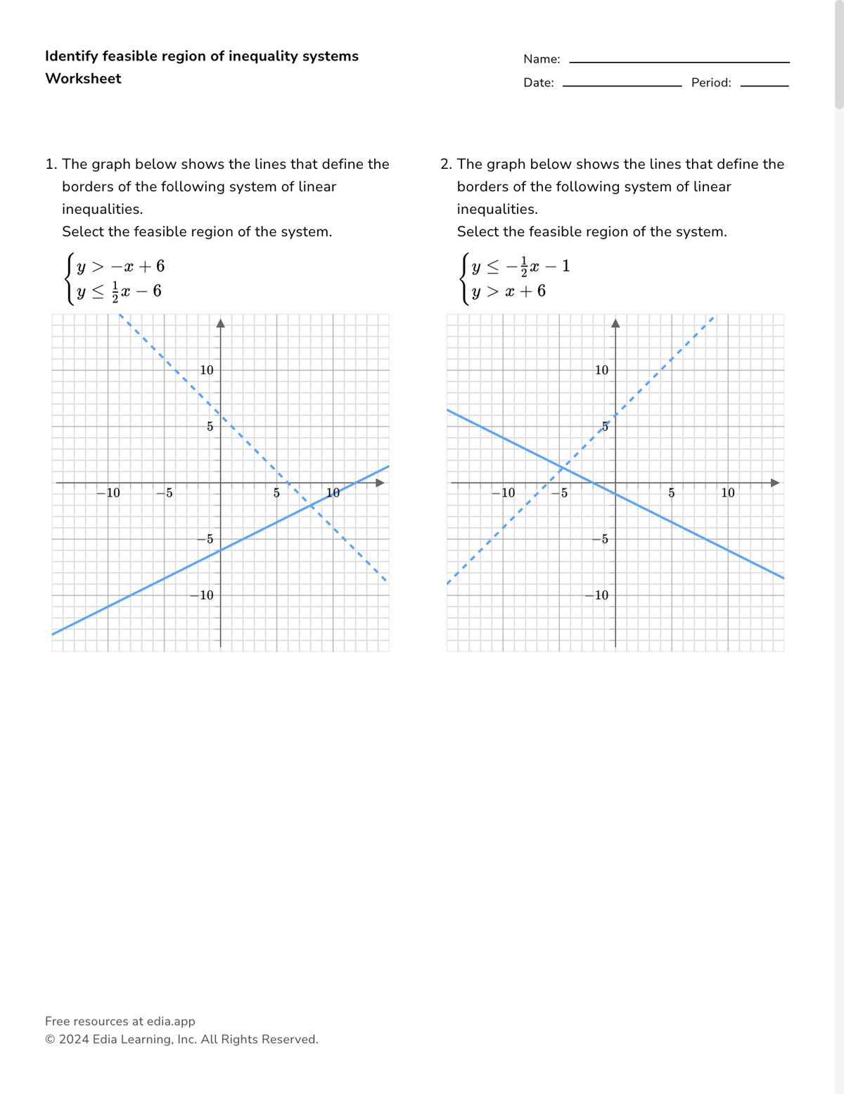 inequality worksheets