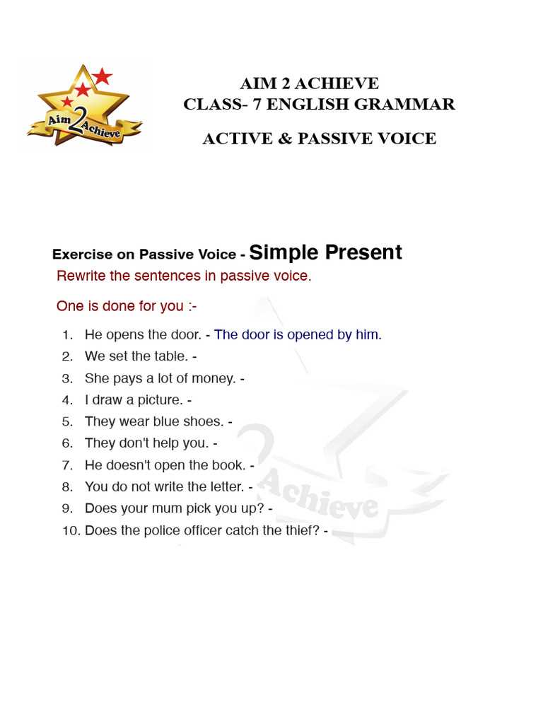worksheet active passive