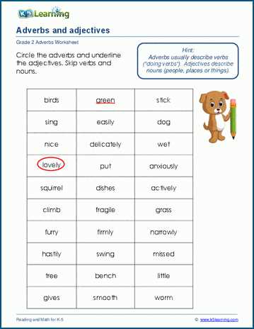 worksheet adjectives and adverbs