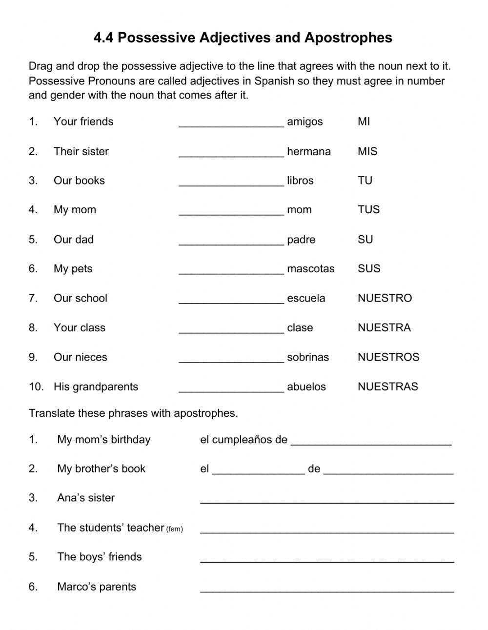 worksheet apostrophes