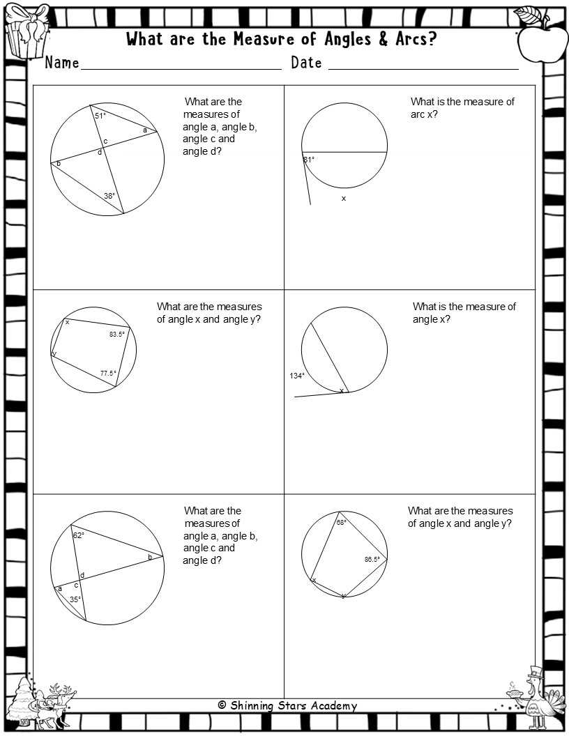 worksheet central angles and arcs