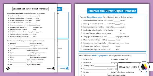 worksheet direct object pronouns spanish