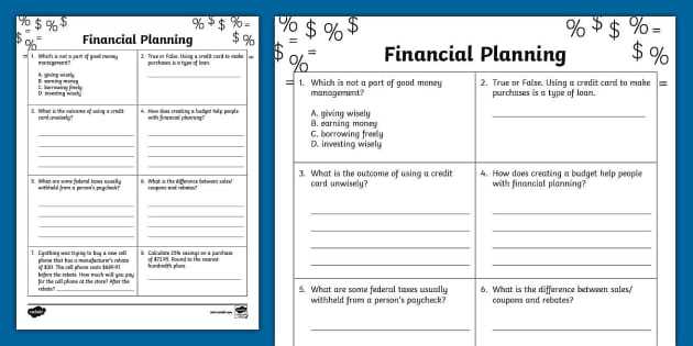 worksheet financial