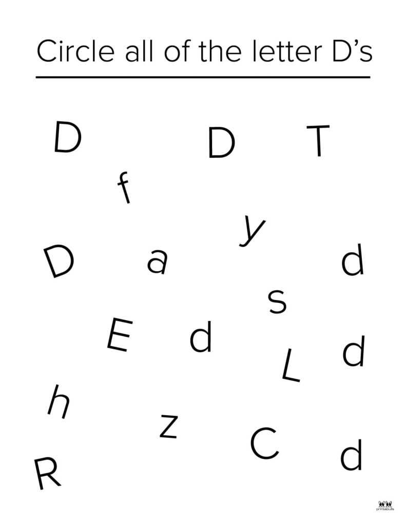 worksheet for letter d
