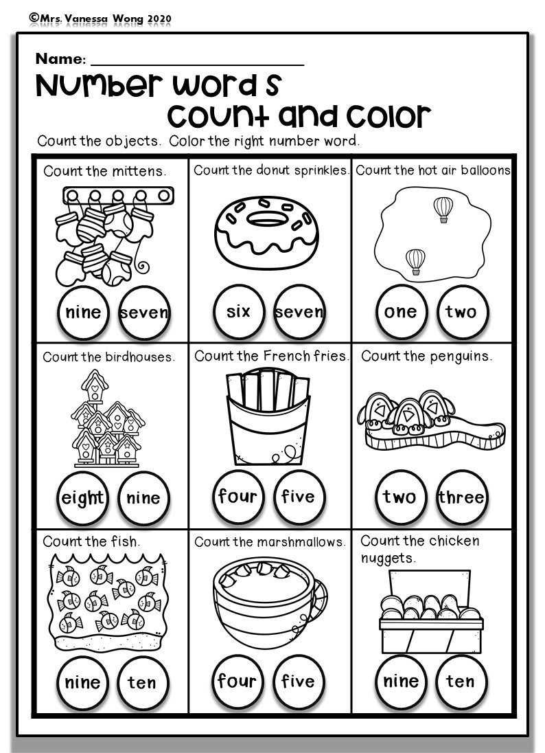 worksheet number words