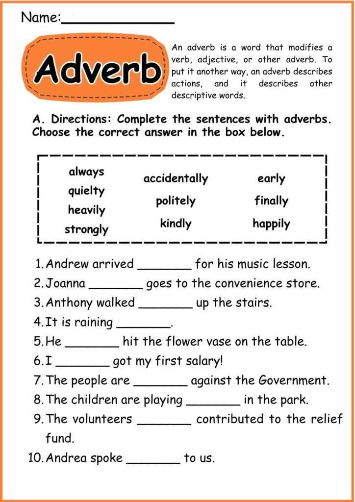 worksheet on adverbs worksheet on adverbs