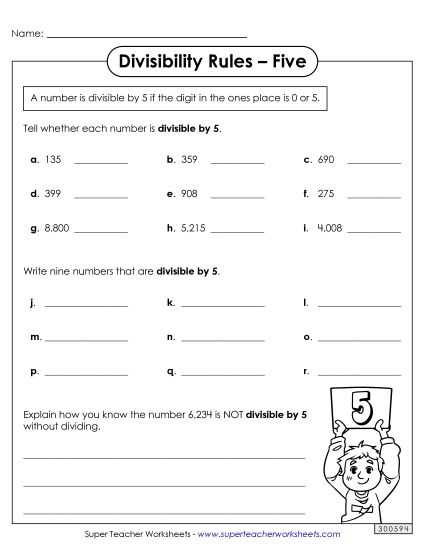 worksheet on divisibility