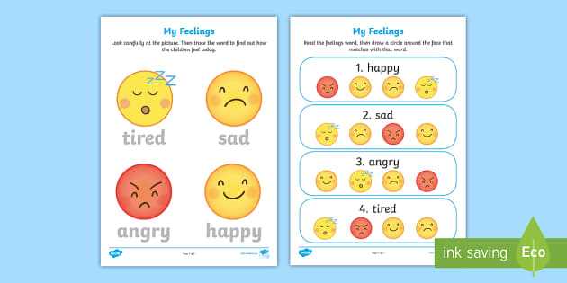 worksheet on feelings