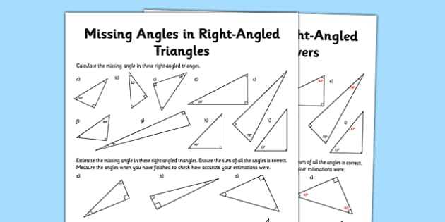 worksheet on finding missing angles in a triangle