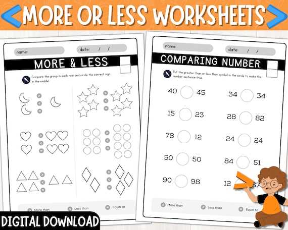 worksheet on more and less