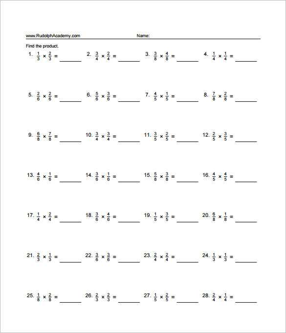 worksheet on multiplying fractions