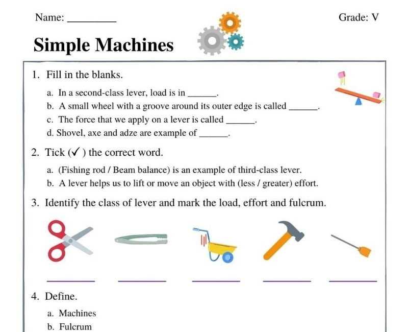 worksheet on simple machines