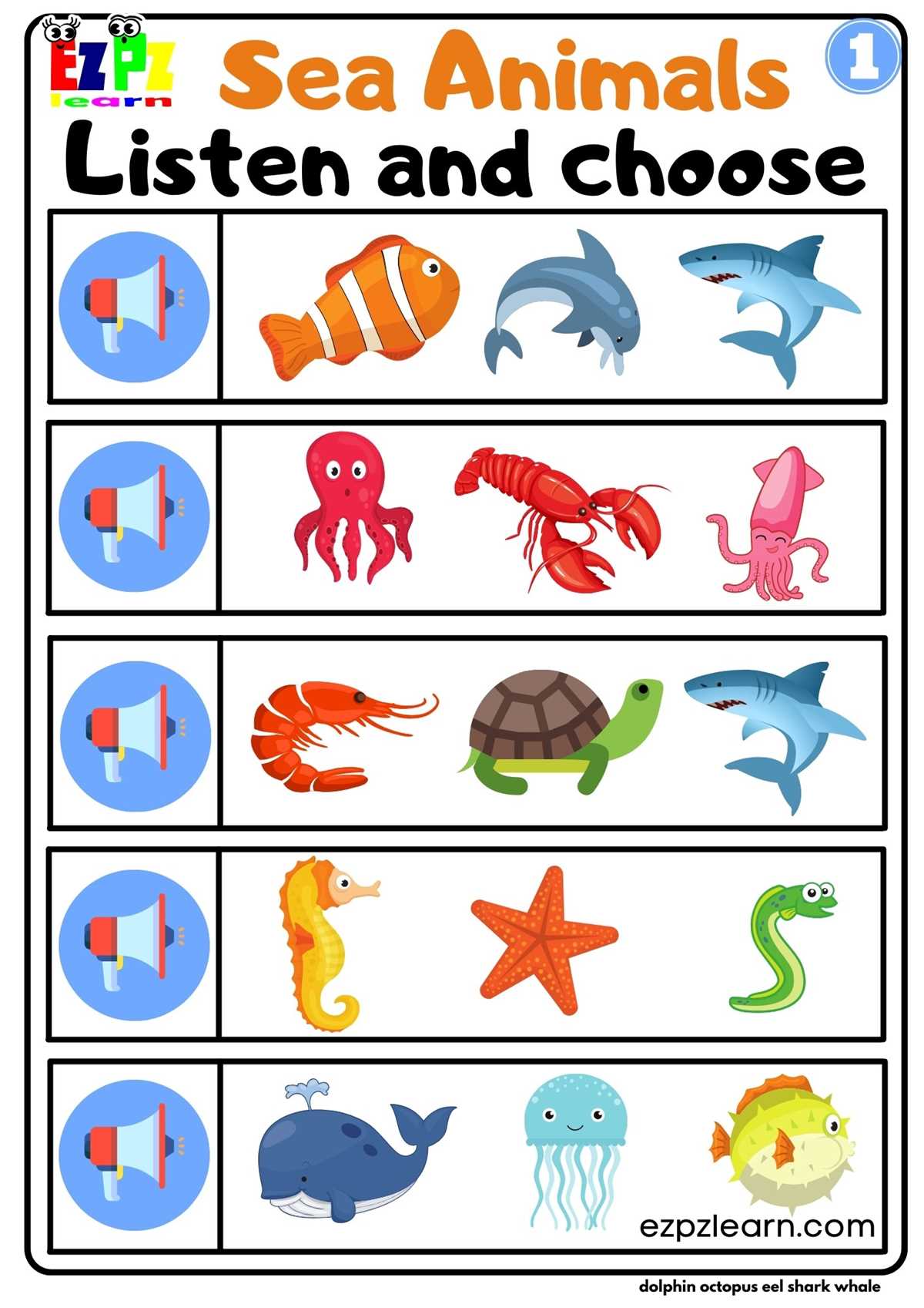 worksheet sea animals