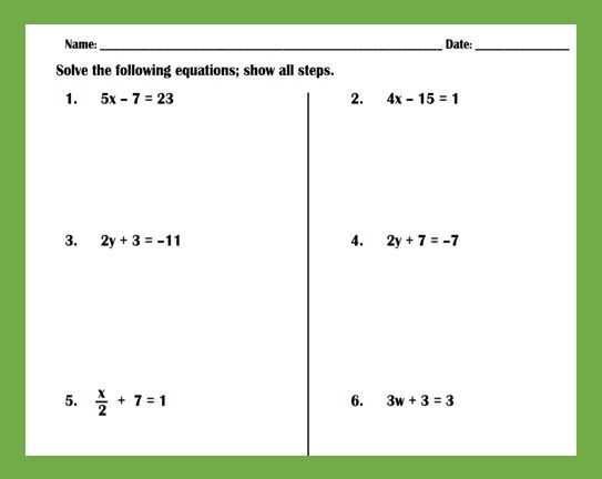 worksheet solving two step equations