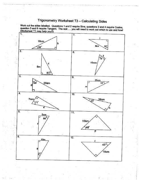 worksheet trigonometry