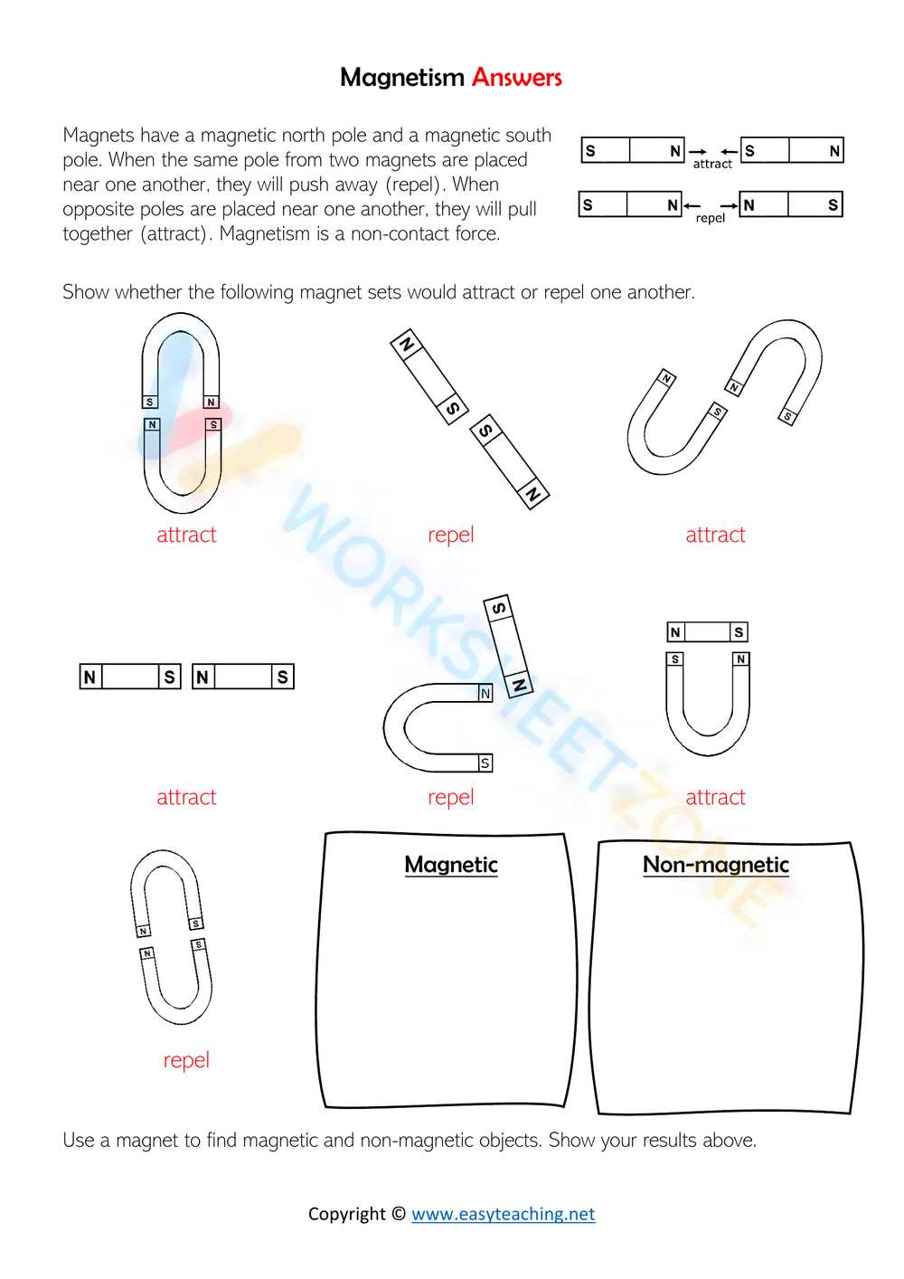 worksheets about magnets