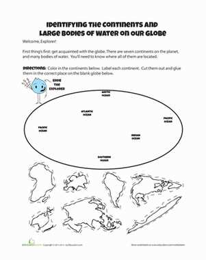 worksheets continents