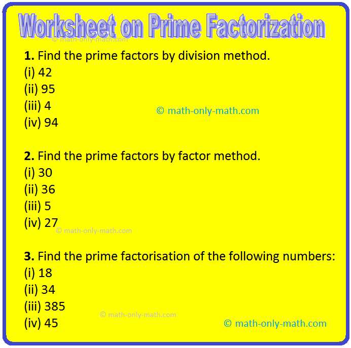 worksheets for prime factorization worksheets for prime factorization