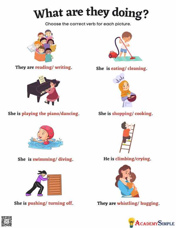 worksheets on action words