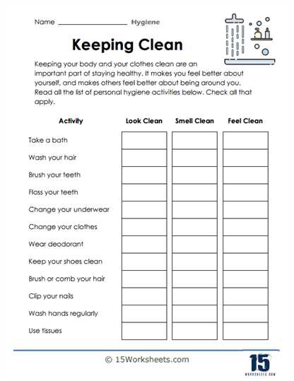 worksheets on hygiene