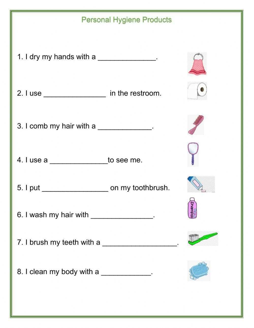 worksheets on personal hygiene