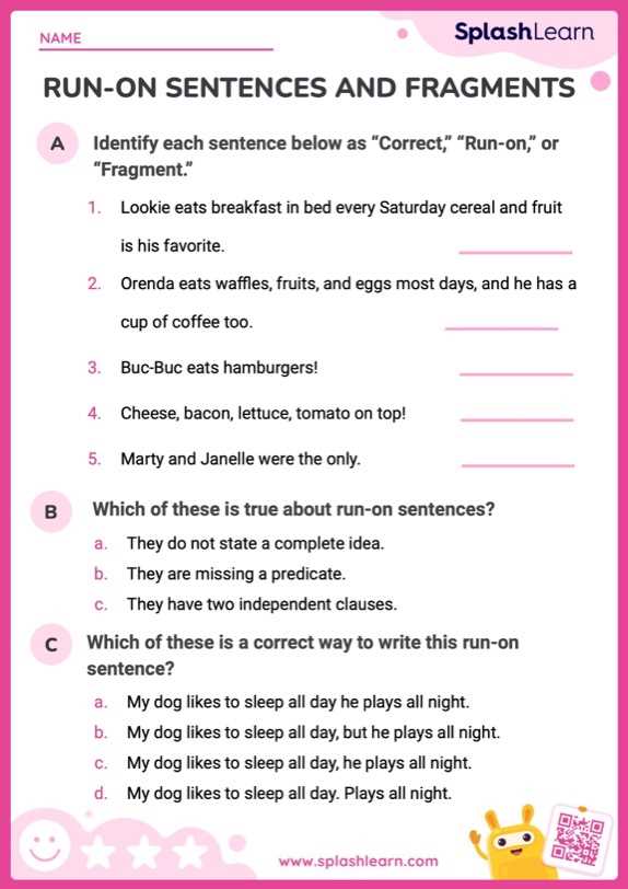 worksheets on sentences