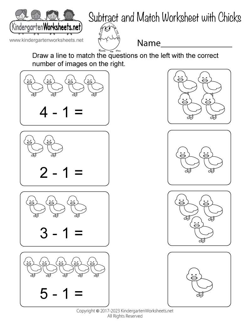 worksheets on subtraction for kindergarten