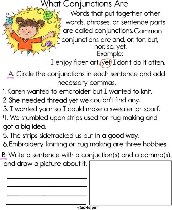 worksheets with conjunctions