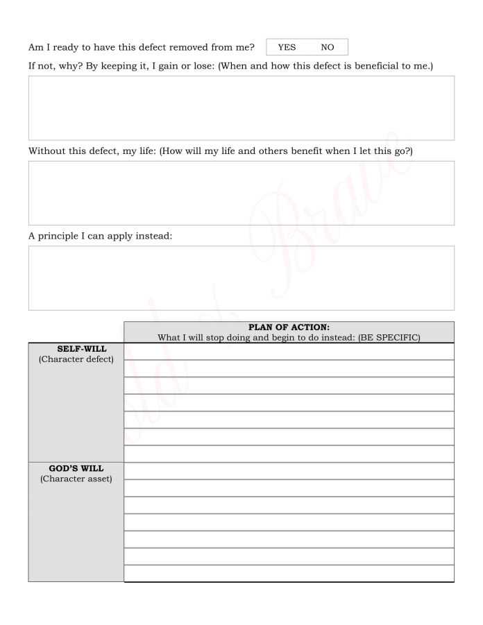 step six aa worksheet