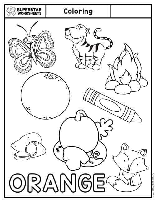 color orange worksheet for preschoolers