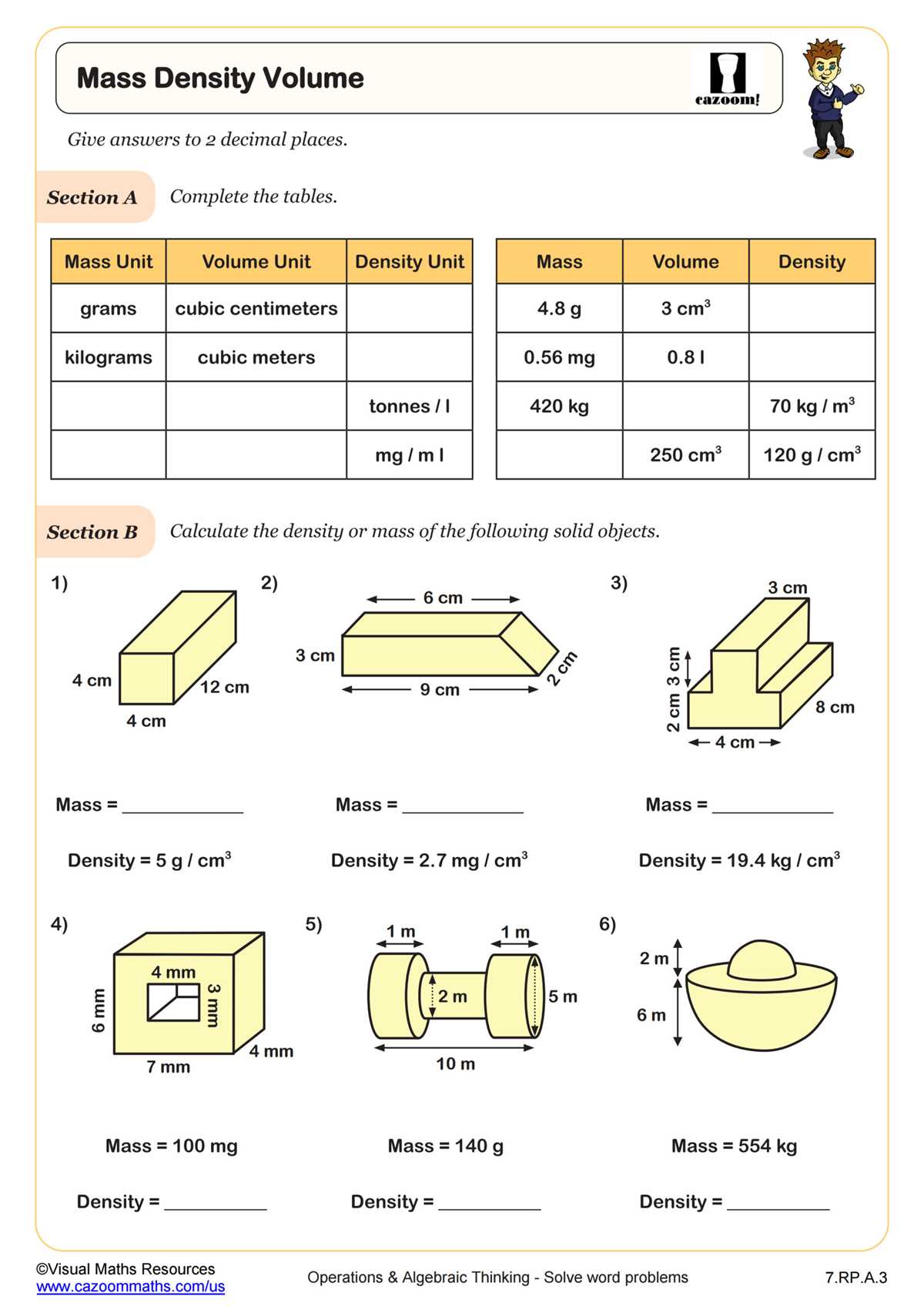 mass vs volume graph worksheet