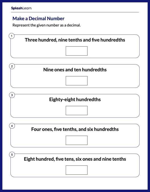 writing decimals in word form worksheet