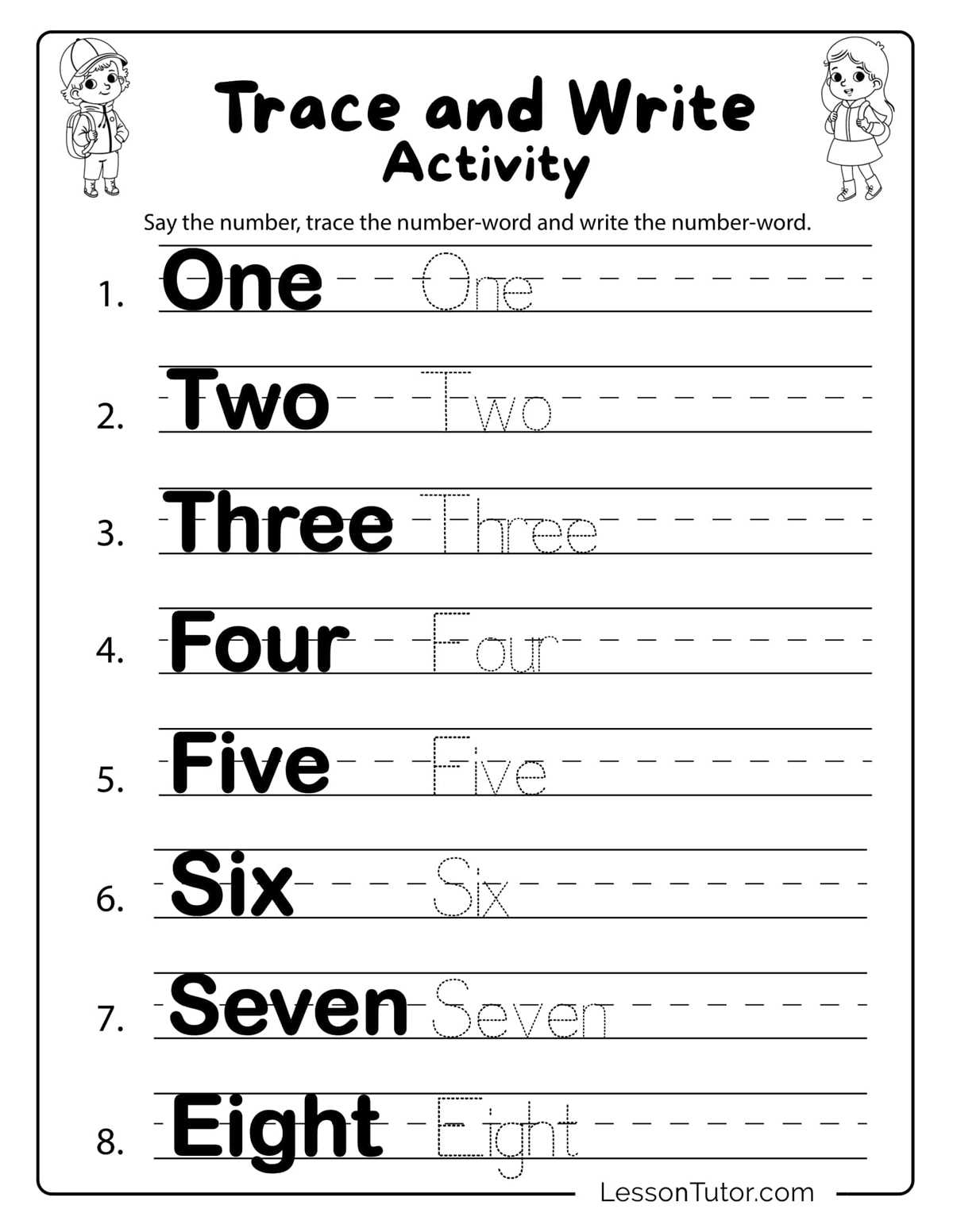 writing number names worksheet