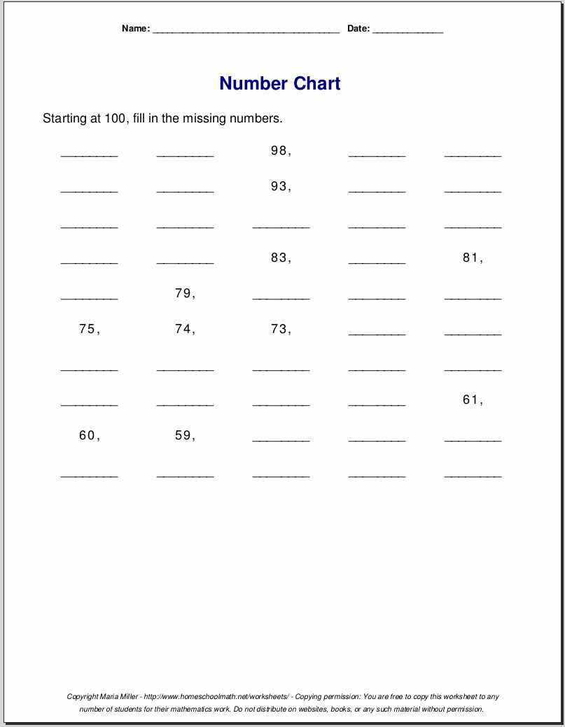 writing numbers worksheet 1 100