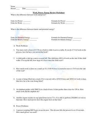 energy review problems worksheet