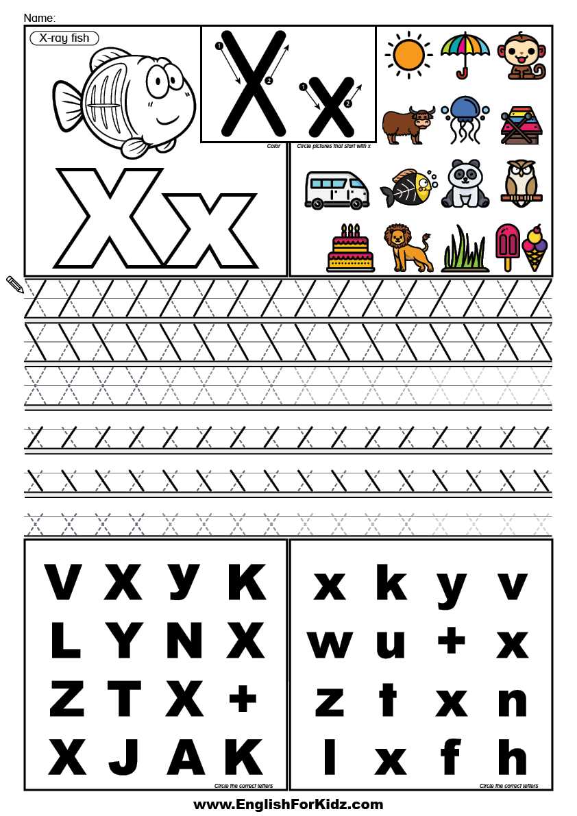tracing letter x worksheet