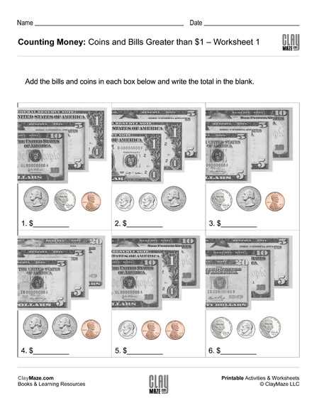 money practice worksheets