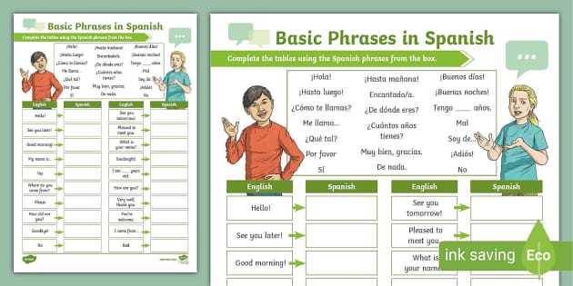easy spanish worksheets