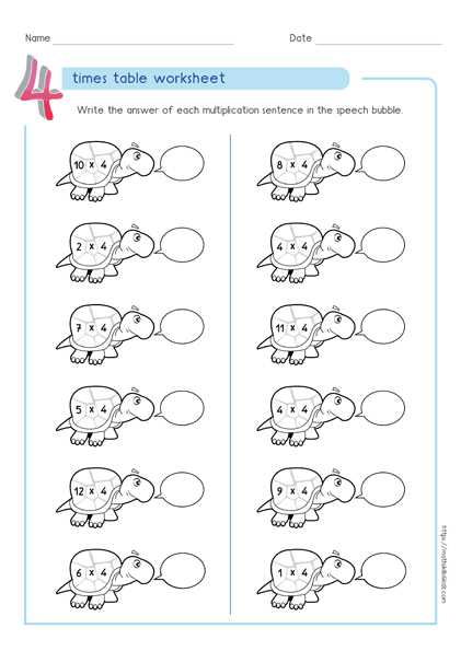 4 times multiplication worksheets