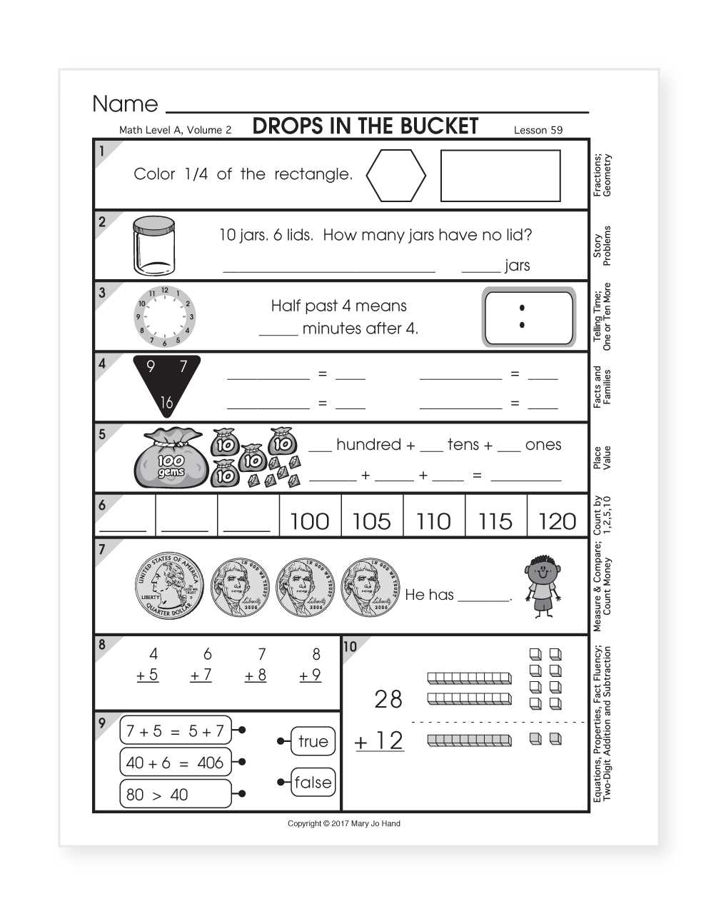 drop in the bucket worksheets