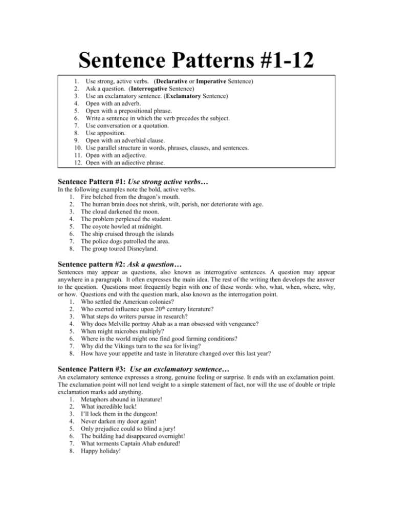 english grammar types of sentences worksheets