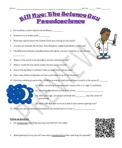 bill nye pseudoscience worksheet