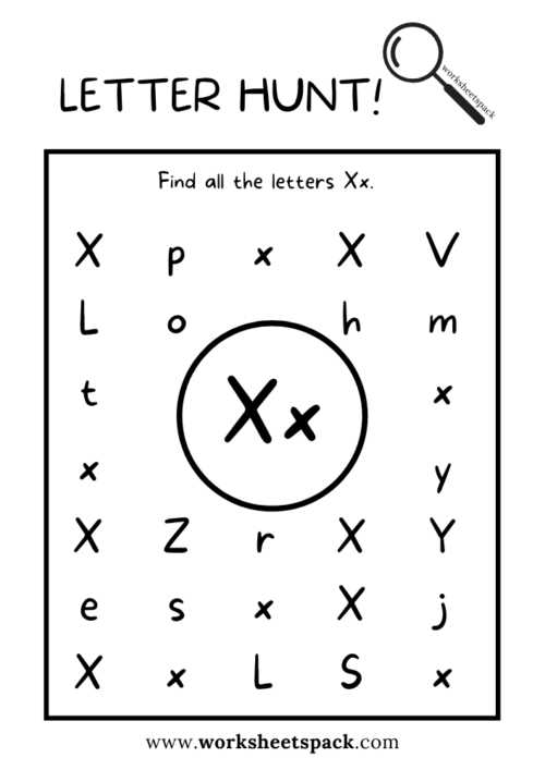 x worksheet preschool