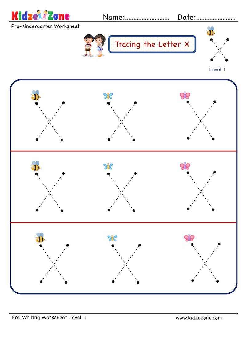 x worksheet preschool