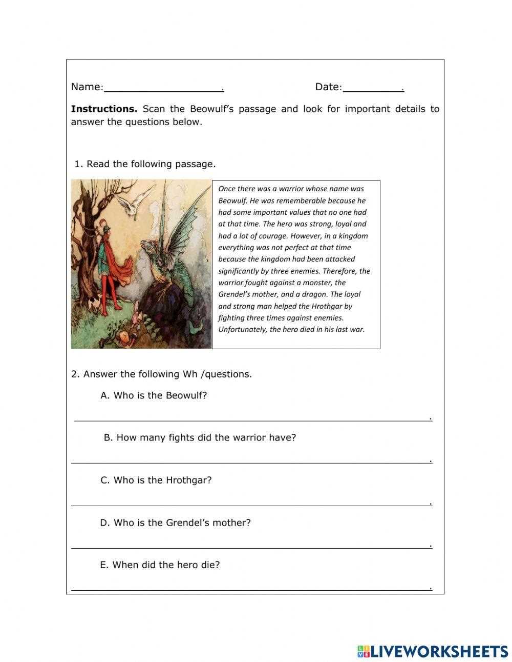 boast like beowulf worksheet