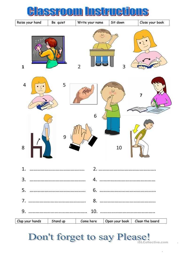 classroom instructions worksheet